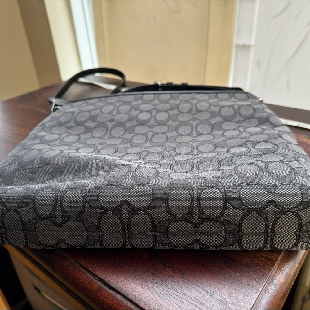 Coach Signature Black and Gray Messenger Bag